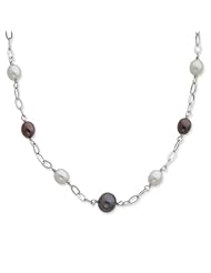 Sterling Silver Grey & Black Freshwater Cultured Pearl W/2in Ext. Necklace