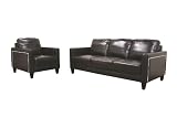 Baxton Studio Arianna Dark Brown Leather Sofa and Chair