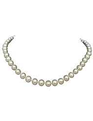 AAA Flawless 8-8.5mm White Pearl Necklace 18" Sterling Silver Rose Clasp Genuine Cultured Freshwater
