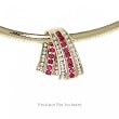 Ladies Solid Yellow Gold Slide Pendant Red Ruby Diamond