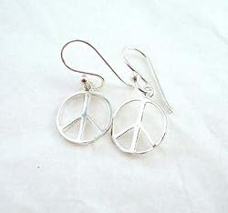 Sterling Silver Peace Sign Earrings