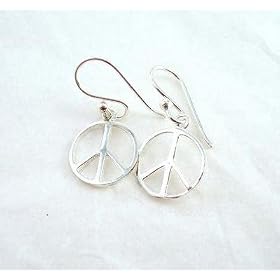 Click here to buy Sterling Silver Peace Sign Earrings by Sosi B..