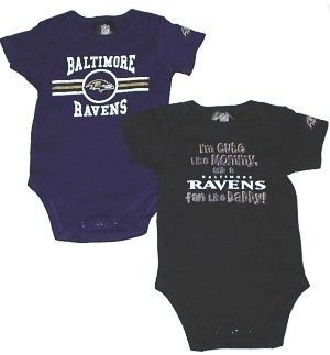 NFL Team Newborn Baby Gerber Two Pack Short Sleeve Bodysuit Creepers (0-3 Months, Baltimore Ravens)