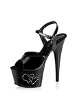 Sandal With Rhinestone Double Hearts & 6 1/2 Inch Heel.