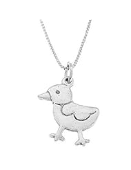 Sterling Silver Flat One Sided Chick Duck Necklace