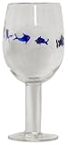 Hand Blown Glass Blue Fish Goblet Glass 8.5"H Set of Four