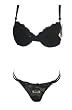 Mamia Floral Lace Demi Cup Adjustable Underwire Paded Bra and Lowrise G String Thong Panty Set