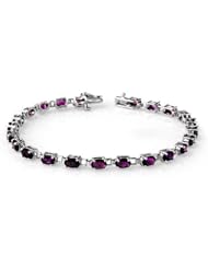 Genuine 6.10 ctw Amethyst Bracelet 10K White Gold