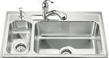 KOHLER K-3347L-3-NA Toccata High/Low Self-Rimming Kitchen Sink