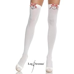 Leg Avenue - Blickdichte Overknees Anchor-Streifen Schleifen-Abschluss - Wei�/Rot - LA 6257