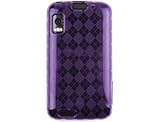 Flexible Plastic TPU Phone Protector Cover Case Purple Checkered For Motoro ....