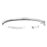 Sterling Silver Diamond Cut Floral Pattern Bangle Bracelet