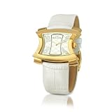 Krizia Gold Plated Croco-Stamped Leather Dress Watch White by Krizia