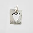 Cute Little Double Sided Rectangular Cut-Out Heart Charm in Sterling Silver, #9213