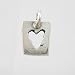 Cute Little Double Sided Rectangular Cut-Out Heart Charm in Sterling Silver, #9213