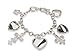Silver Tone Zebra Print Heart and Cross Charm Bracelet