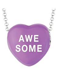 Sweethearts Enamel "Awesome" Heart on 16" Necklace Pendant with Gift Box