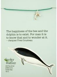 Lucky Feather Aquarium Necklace - Silver - Dolphin, 1 EA