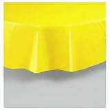 Yellow Round Plastic Tablecloth 84" Diameter