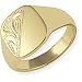 9ct Gold Half Engraved Cushion Stamped Signet Ring Size