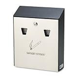 ~:~ UNITED RECEPTACLE, INC. ~:~ HOWARD Smokers' Station Wall Urn, Rectangular, Steel, BK/SS