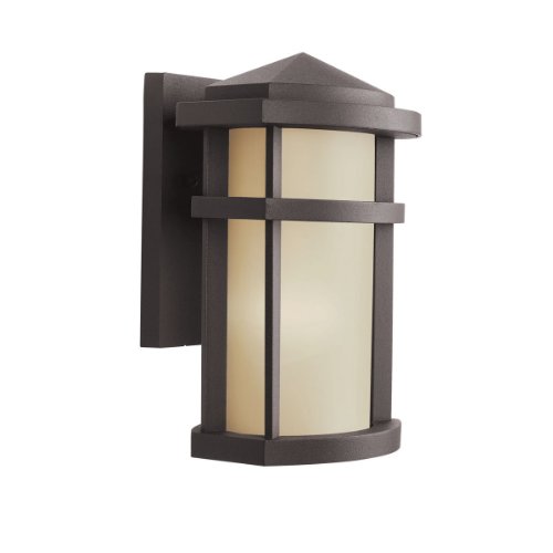 Kichler Lighting 11067AZ Lantana 1-Light Fluorescent Outdoor Wall Mount Lantern, Architectural Bronze with Light Umber Glass