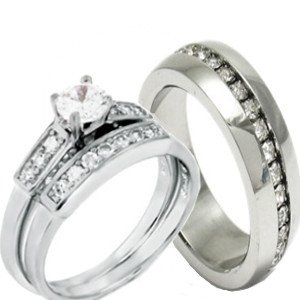 3 Pieces His & Hers, 925 Sterling Silver & Stainless 