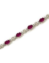 14K White Gold Oval Ruby and Diamond Bracelet