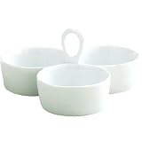 Tag Whiteware Porcelain Ceramic Round Divided Dish with 3 Compartments, White by tag ltd.