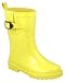 Capelli New York Shiny Neon Solid W/ Buckle & Gusset Girls Sporty Rain Boot Yellow 12/13