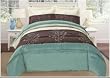 Luxurious Aqua Blue King Faux Silk Embroidery Duvet Comforter Cover Set
