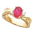18K Yellow Gold Chatham Created Ruby and Diamond Ring
