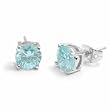 Sterling Silver Simulated Aquamarine CZ round Stud Earrings