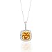 BRILLIANT 2.18 CT CITRINE AND DIAMOND 14K WHITE GOLD PENDANT