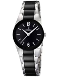 Festina Womens Ceramic F16534/2 Two-Tone Stainless-Steel Quartz Watch with Black Dial