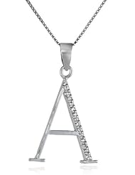 Sterling Silver Cubic Zirconia "A" Initial Chain Pendant Necklace, 18"