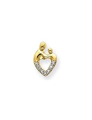 14k Heart Shaped .05ct. Dia. Mother & Child Pendant
