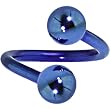 Blue Anodized Titanium Spiral Twister Ball Belly Ring