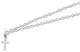 Solid Sterling Silver Cross Anklet 9 chain