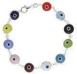 Sterling Silver Evil Eye Bracelet Bracelet Multi color