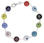 Sterling Silver Multi Color Evil Eye Bracelet ( 10mm )