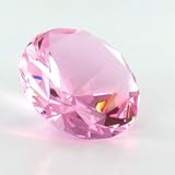 Mother's Day Special: Pink Color Glass Crystal Diamond Shaped Paperweight 2.25"