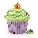 CupcakeShapeHalloweenCookieJarWithJack-O-Lantern/PumpkinOnTop