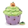 Cupcake Shape Halloween Cookie Jar With Jack-O-Lantern/Pumpkin On Top