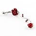 316l Surgical Steel 14g Red Crystal Fancy Rose Double Dangle Navel Belly Ring Barbell 7/16