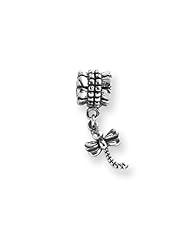 Antiqued Dragonfly Dangle Charm in Silver for 3mm Charm Bracelets