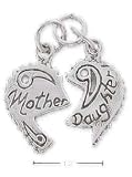 Sterling Silver 2 Piece Mother/Daughter Heart Charm