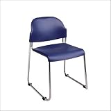 4-Pack Stack Chair with Blue Plastic Seat and Back and Chrome Base