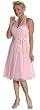 #2085 - BEST SELLER - Formal Evening Gown. Halter neck with beautiful lace and bow around waist