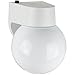Sunlite ODF1015 7-Inch Photo Control Fluorescent Wall Mount Globe Outdoor Fixture with Lamp White Finish with White glass